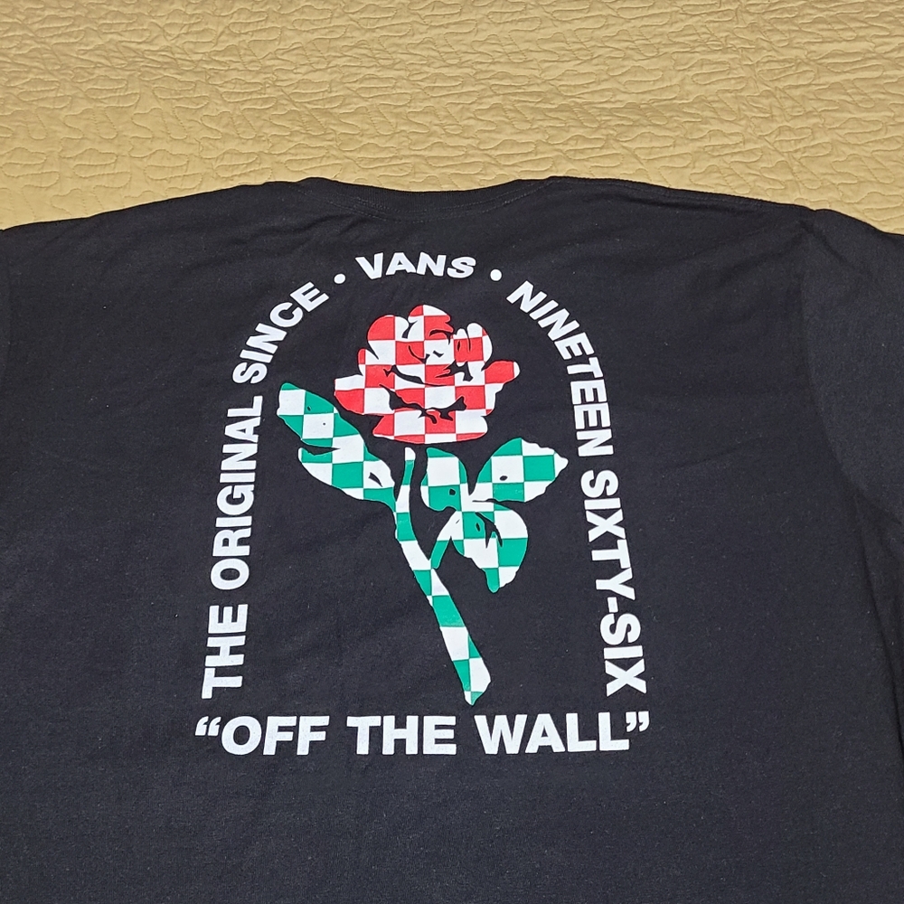 Vans Off The Wall Checkerboard Rose T Shirt Size L
